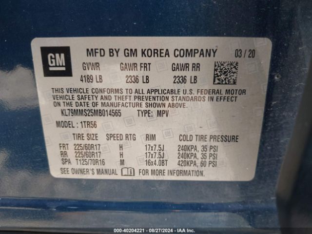 Photo 8 VIN: KL79MMS25MB014565 - CHEVROLET TRAILBLAZER 