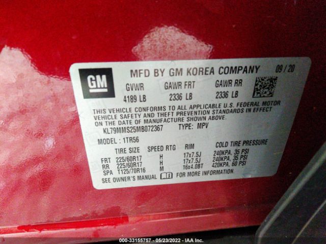 Photo 8 VIN: KL79MMS25MB072367 - CHEVROLET TRAILBLAZER 