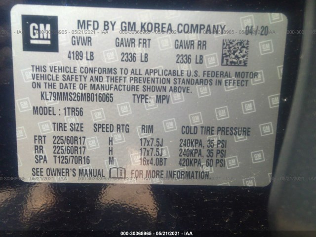 Photo 8 VIN: KL79MMS26MB016065 - CHEVROLET TRAILBLAZER 