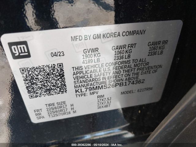 Photo 8 VIN: KL79MMS26PB174362 - CHEVROLET TRAILBLAZER 