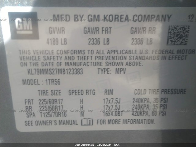 Photo 8 VIN: KL79MMS27MB123383 - CHEVROLET TRAILBLAZER 