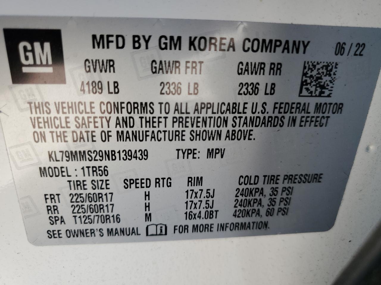 Photo 11 VIN: KL79MMS29NB139439 - CHEVROLET TRAILBLAZER 