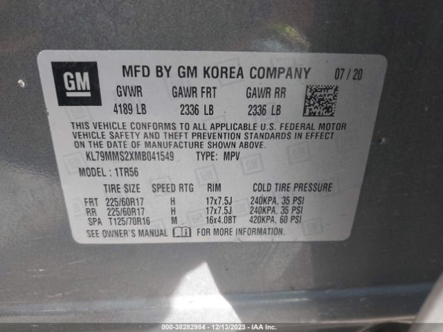 Photo 8 VIN: KL79MMS2XMB041549 - CHEVROLET TRAILBLAZER 