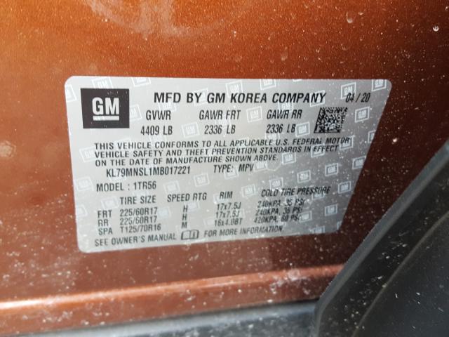 Photo 9 VIN: KL79MNSL1MB017221 - CHEVROLET TRAILBLAZE 