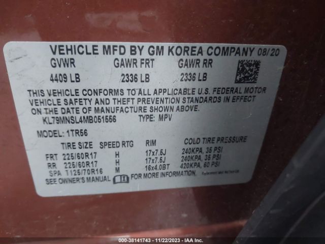 Photo 8 VIN: KL79MNSL4MB051556 - CHEVROLET TRAILBLAZER 