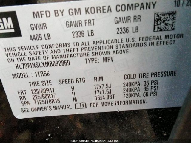 Photo 8 VIN: KL79MNSLXMB092869 - CHEVROLET TRAILBLAZER 