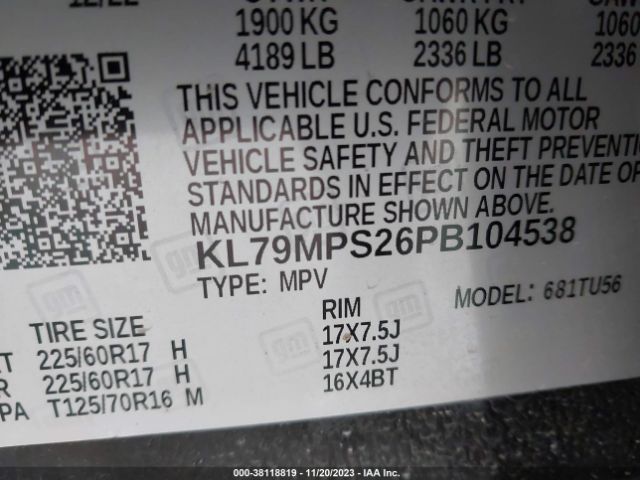 Photo 8 VIN: KL79MPS26PB104538 - CHEVROLET TRAILBLAZER 