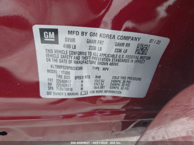 Photo 8 VIN: KL79MPS29PB024389 - CHEVROLET TRAILBLAZER 