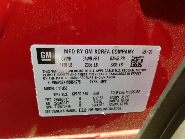 Photo 9 VIN: KL79MPS2XMB064976 - CHEVROLET TRAILBLAZE 