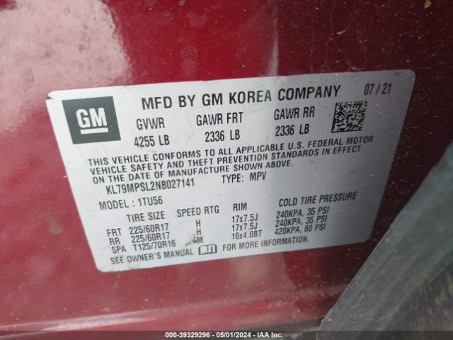 Photo 8 VIN: KL79MPSL2NB027141 - CHEVROLET TRAILBLAZER 