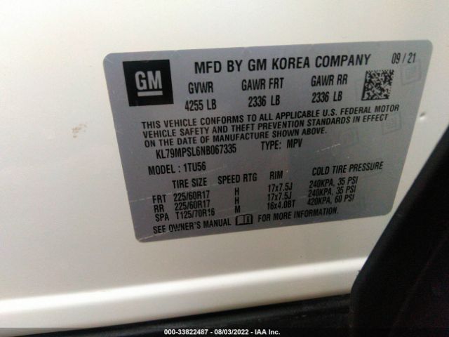 Photo 8 VIN: KL79MPSL6NB067335 - CHEVROLET TRAILBLAZER 