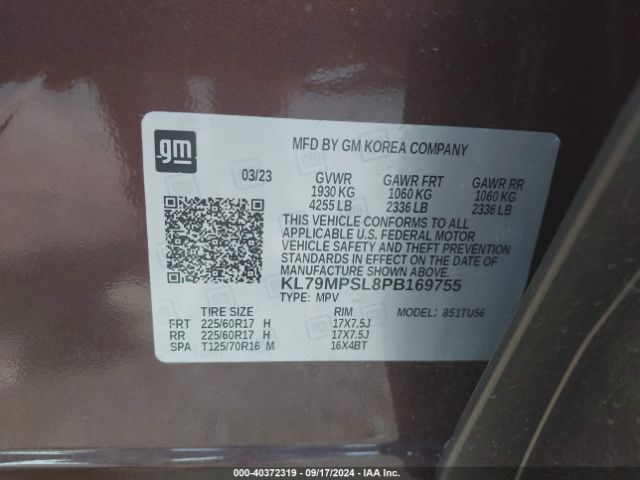 Photo 8 VIN: KL79MPSL8PB169755 - CHEVROLET TRAILBLAZER 