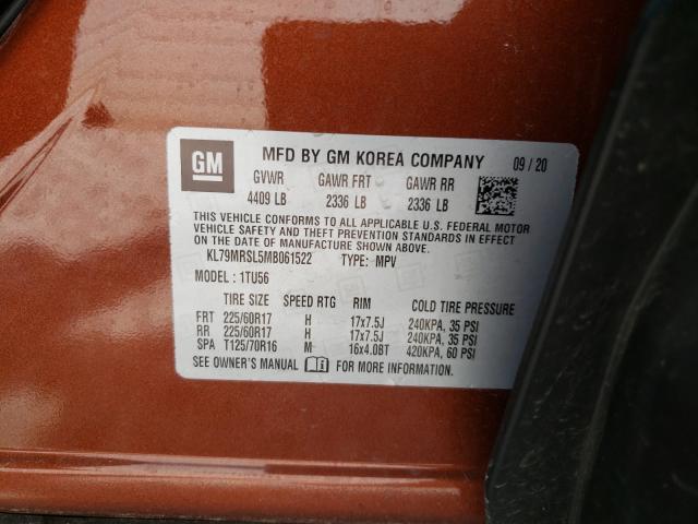 Photo 9 VIN: KL79MRSL5MB061522 - CHEVROLET TRAILBLAZE 