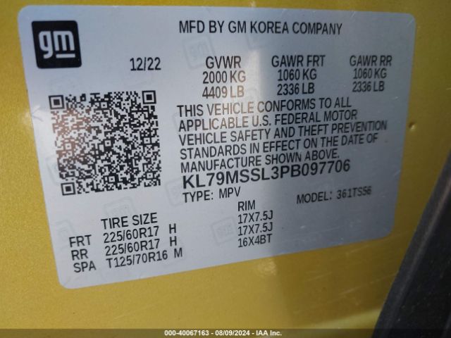 Photo 8 VIN: KL79MSSL3PB097706 - CHEVROLET TRAILBLAZER 