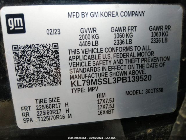 Photo 8 VIN: KL79MSSL3PB139520 - CHEVROLET TRAILBLAZER 