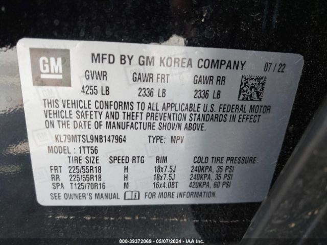 Photo 8 VIN: KL79MTSL9NB147964 - CHEVROLET TRAILBLAZER 