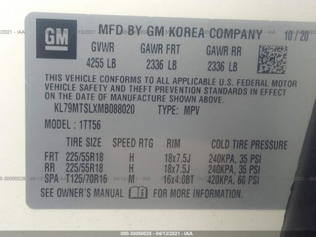 Photo 8 VIN: KL79MTSLXMB088020 - CHEVROLET TRAILBLAZER 