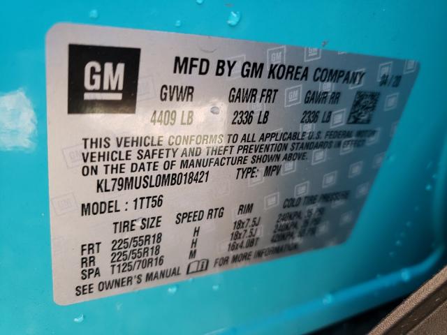 Photo 9 VIN: KL79MUSL0MB018421 - CHEVROLET TRAILBLAZE 