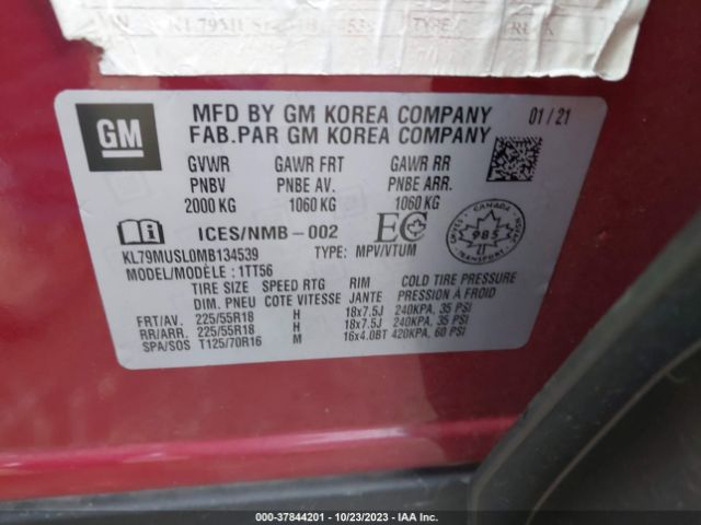 Photo 8 VIN: KL79MUSL0MB134539 - CHEVROLET TRAILBLAZER 