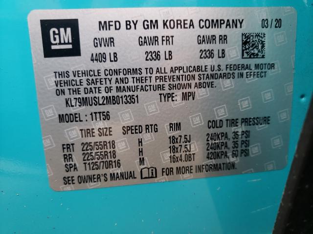 Photo 9 VIN: KL79MUSL2MB013351 - CHEVROLET TRAILBLAZE 