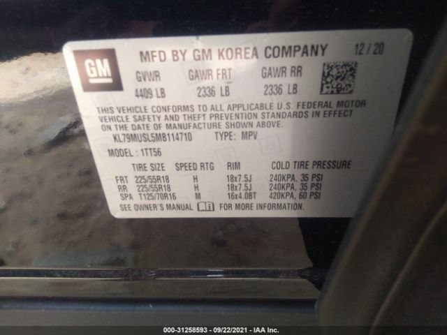 Photo 8 VIN: KL79MUSL5MB114710 - CHEVROLET TRAILBLAZER 