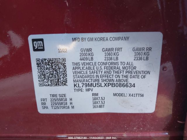 Photo 8 VIN: KL79MUSLXPB086634 - CHEVROLET TRAILBLAZER 