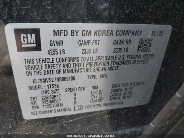 Photo 8 VIN: KL79MVSL7NB089106 - CHEVROLET TRAILBLAZER 