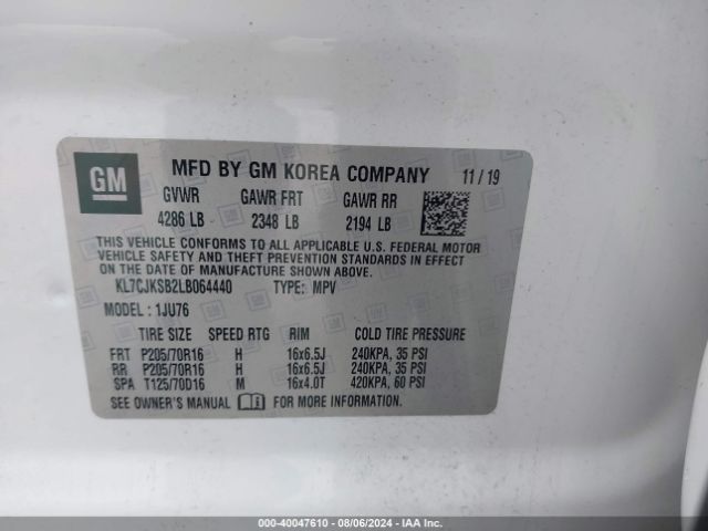 Photo 8 VIN: KL7CJKSB2LB064440 - CHEVROLET TRAX 