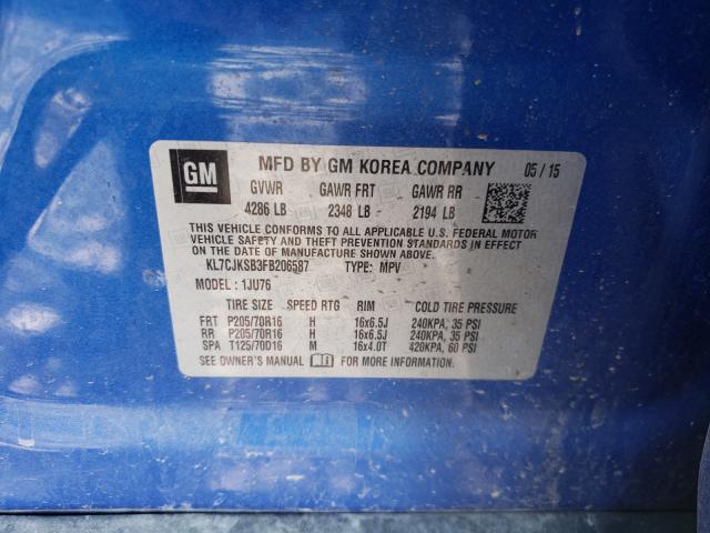 Photo 9 VIN: KL7CJKSB3FB206587 - CHEVROLET TRAX LS 