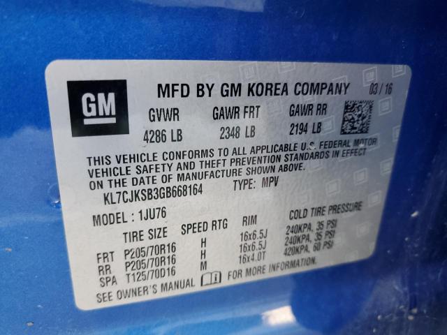 Photo 12 VIN: KL7CJKSB3GB668164 - CHEVROLET TRAX 