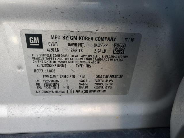 Photo 11 VIN: KL7CJKSB5HB102847 - CHEVROLET TRAX LS 