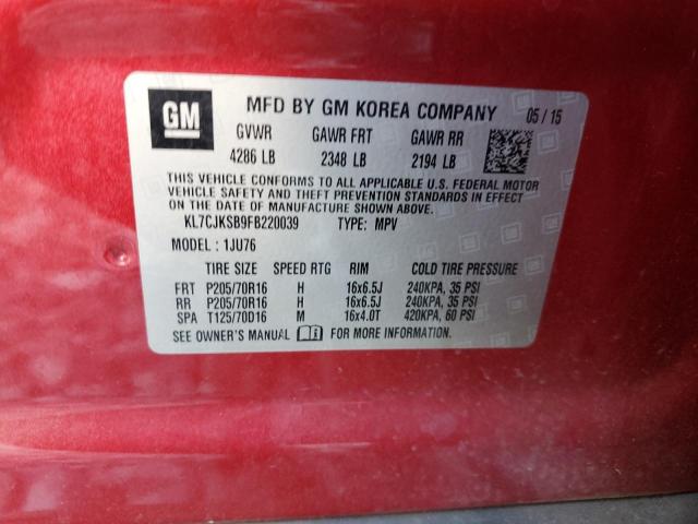 Photo 12 VIN: KL7CJKSB9FB220039 - CHEVROLET TRAX LS 