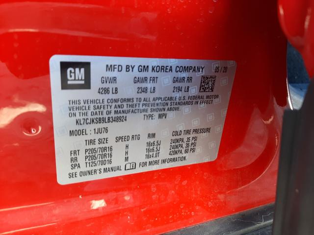 Photo 9 VIN: KL7CJKSB9LB348924 - CHEVROLET TRAX LS 