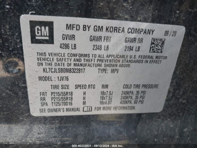 Photo 8 VIN: KL7CJLSB0MB322817 - CHEVROLET TRAX 