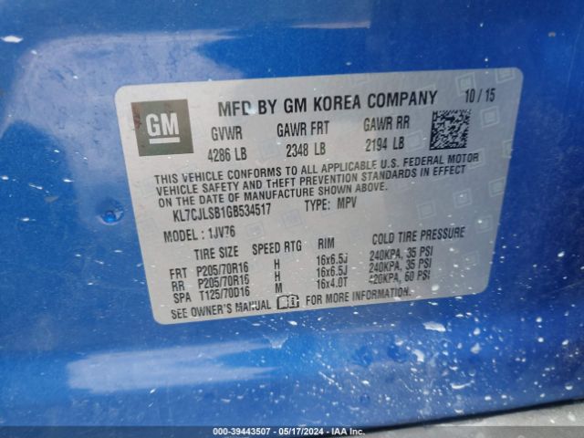 Photo 8 VIN: KL7CJLSB1GB534517 - CHEVROLET TRAX 