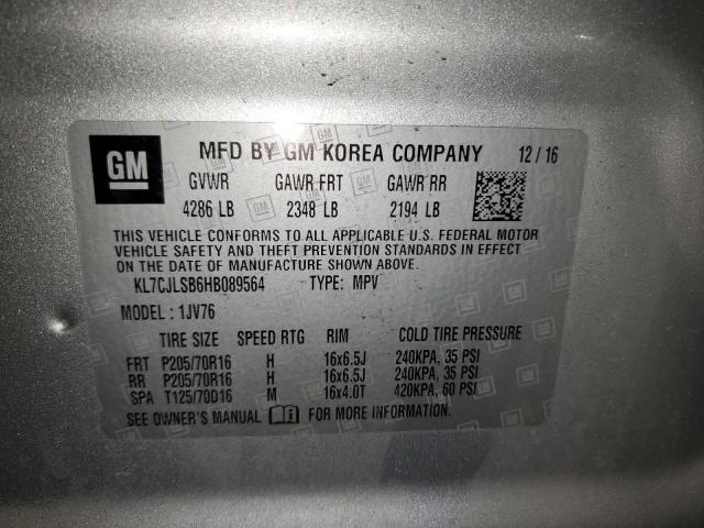 Photo 12 VIN: KL7CJLSB6HB089564 - CHEVROLET TRAX 1LT 