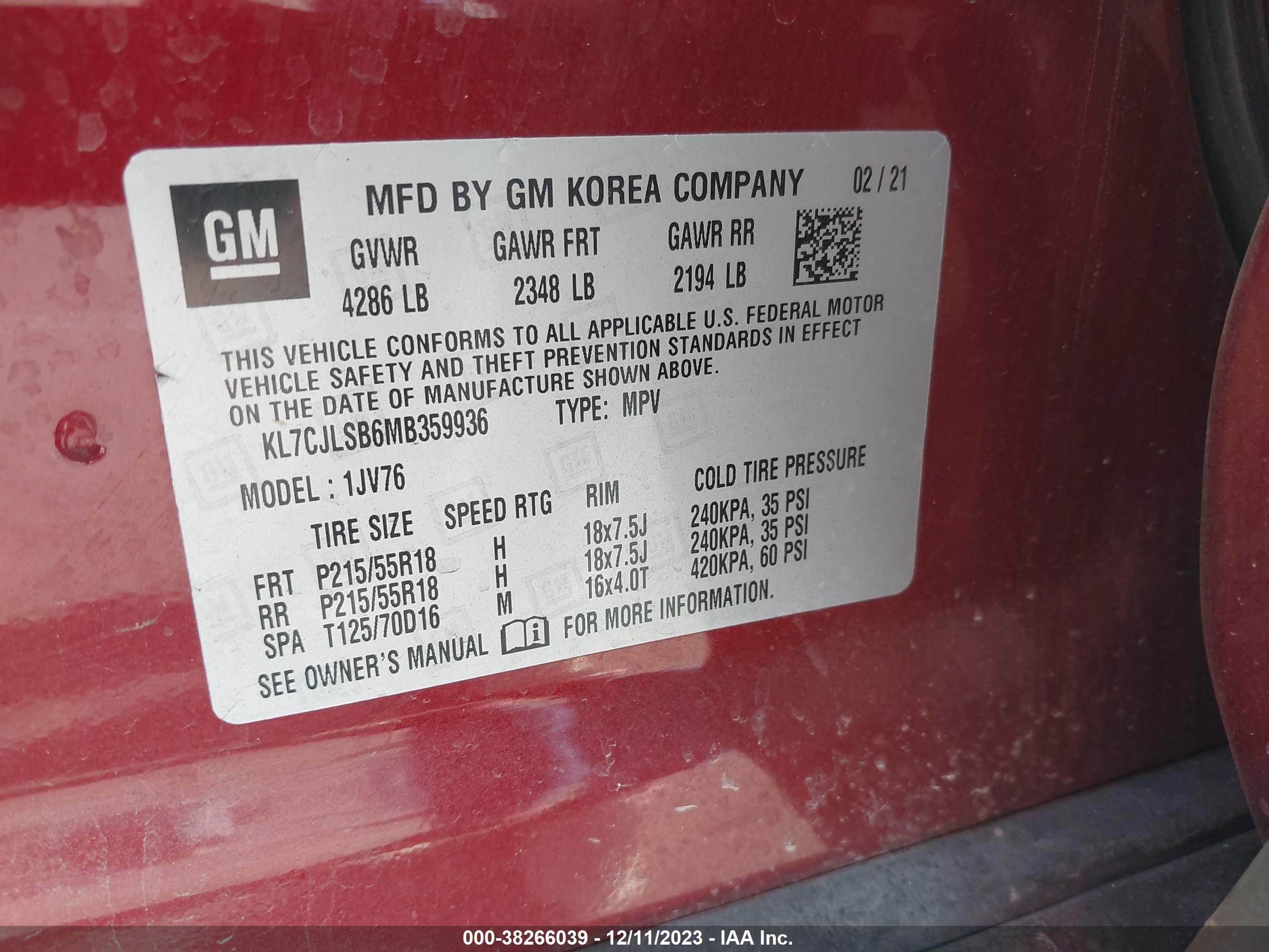 Photo 8 VIN: KL7CJLSB6MB359936 - CHEVROLET TRAX 