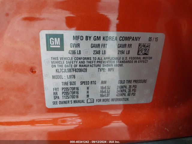 Photo 8 VIN: KL7CJLSB7FB208428 - CHEVROLET TRAX 