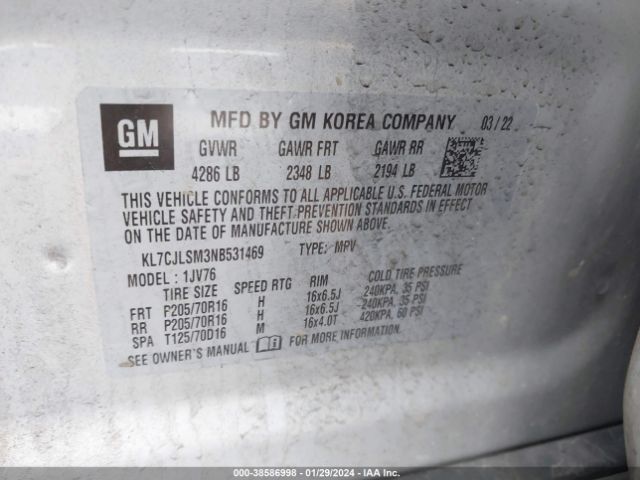 Photo 8 VIN: KL7CJLSM3NB531469 - CHEVROLET TRAX 