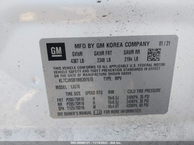 Photo 8 VIN: KL7CJNSB1MB357670 - CHEVROLET TRAX 