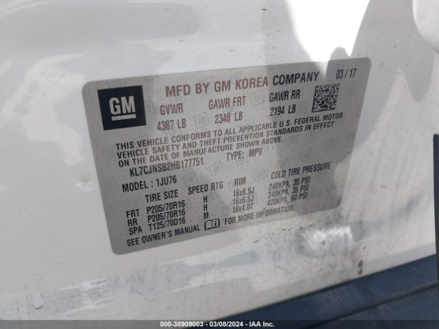 Photo 8 VIN: KL7CJNSB2HB177751 - CHEVROLET TRAX 