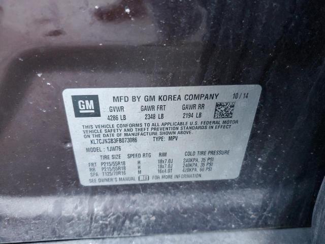 Photo 11 VIN: KL7CJNSB3FB073086 - CHEVROLET TRAX LTZ 