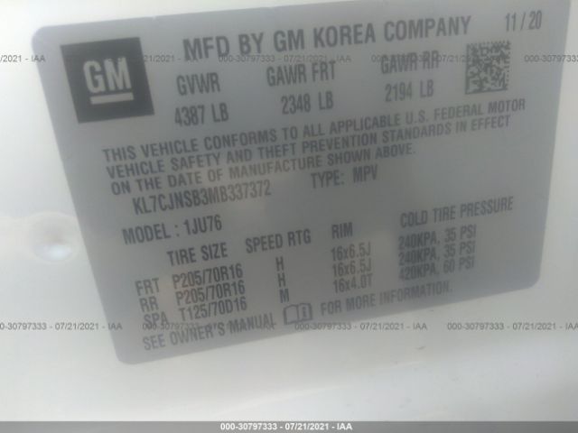 Photo 8 VIN: KL7CJNSB3MB337372 - CHEVROLET TRAX 