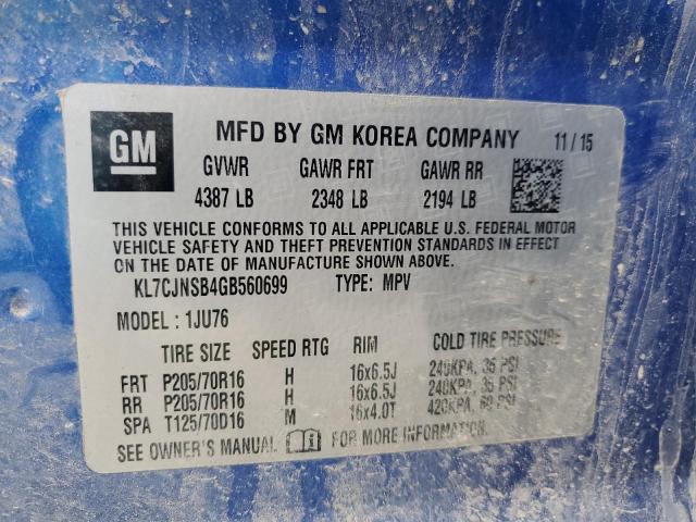 Photo 12 VIN: KL7CJNSB4GB560699 - CHEVROLET TRAX 