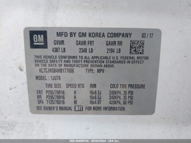 Photo 8 VIN: KL7CJNSB4HB177606 - CHEVROLET TRAX 