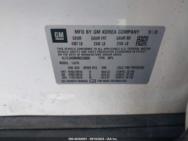 Photo 8 VIN: KL7CJNSB6MB333896 - CHEVROLET TRAX 