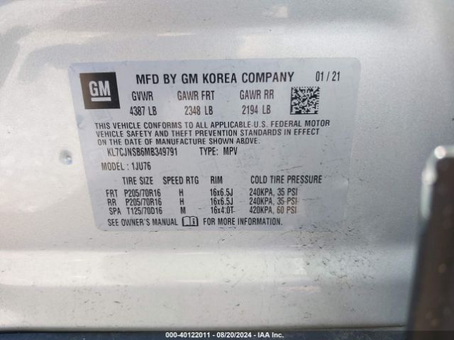 Photo 8 VIN: KL7CJNSB6MB349791 - CHEVROLET TRAX 