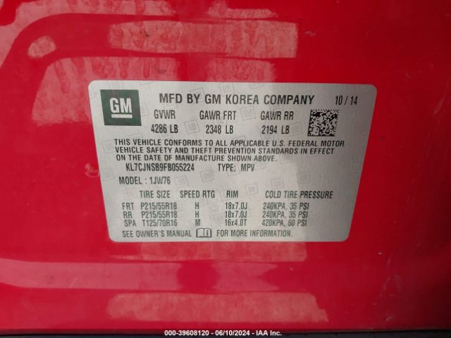 Photo 8 VIN: KL7CJNSB9FB055224 - CHEVROLET TRAX 