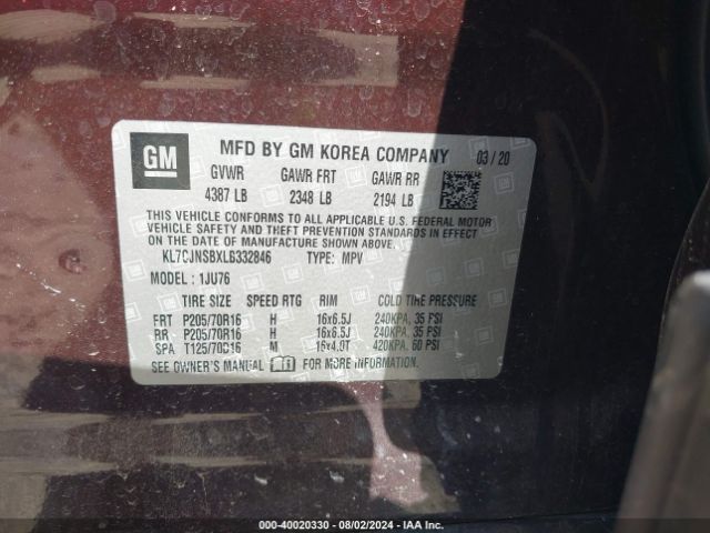 Photo 8 VIN: KL7CJNSBXLB332846 - CHEVROLET TRAX 