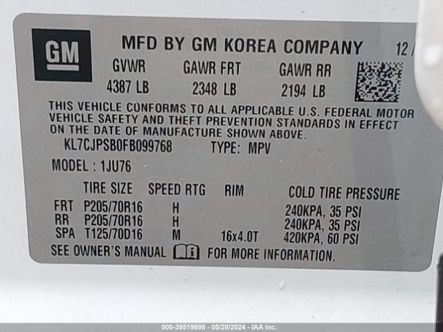 Photo 8 VIN: KL7CJPSB0FB099768 - CHEVROLET TRAX 